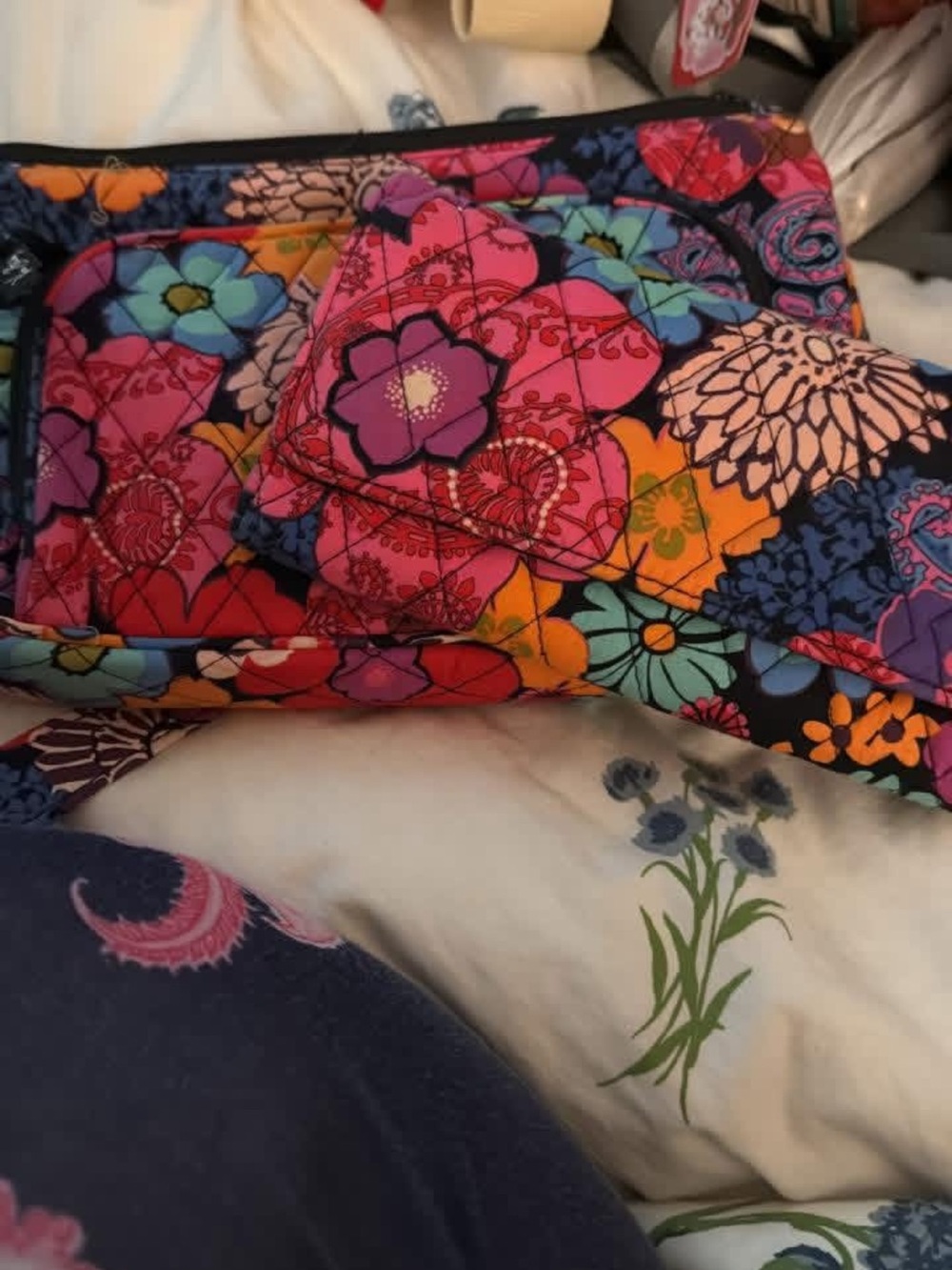 Vera Bradley Quilted Floral Travel Cosmetic Pouch - Pink Multi